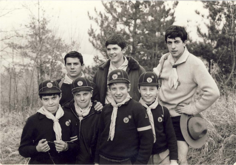 1968 capi sestiglia del fiore rosso con Paolo Devallier, giorgio Marcon e Paolo Poli.jpg