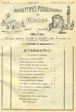 La copertina del bollettino parrocchiale del giugno '51 che riporta la nascita del riparto